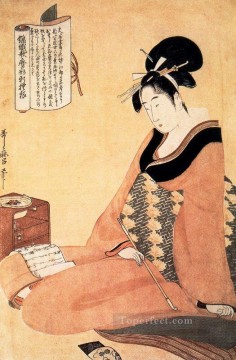 reading a letter Kitagawa Utamaro Ukiyo e Bijin ga Oil Paintings